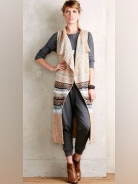 Anthropologie Sleeping on Snow Oullins Jacquard Sweater Vest M/L